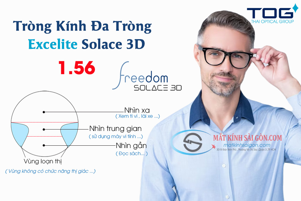 Tròng Kính Đa Tròng 1.55 Excelite Solace 3D